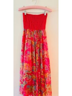 Y2K Hibiscus Collection Hawaii Strapless Floral Maxi Dress